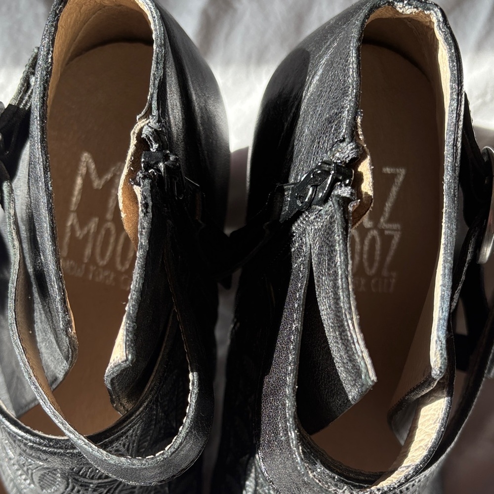 Miz Mooz Black Heeled Ankle Boots - Picture 2 of 8